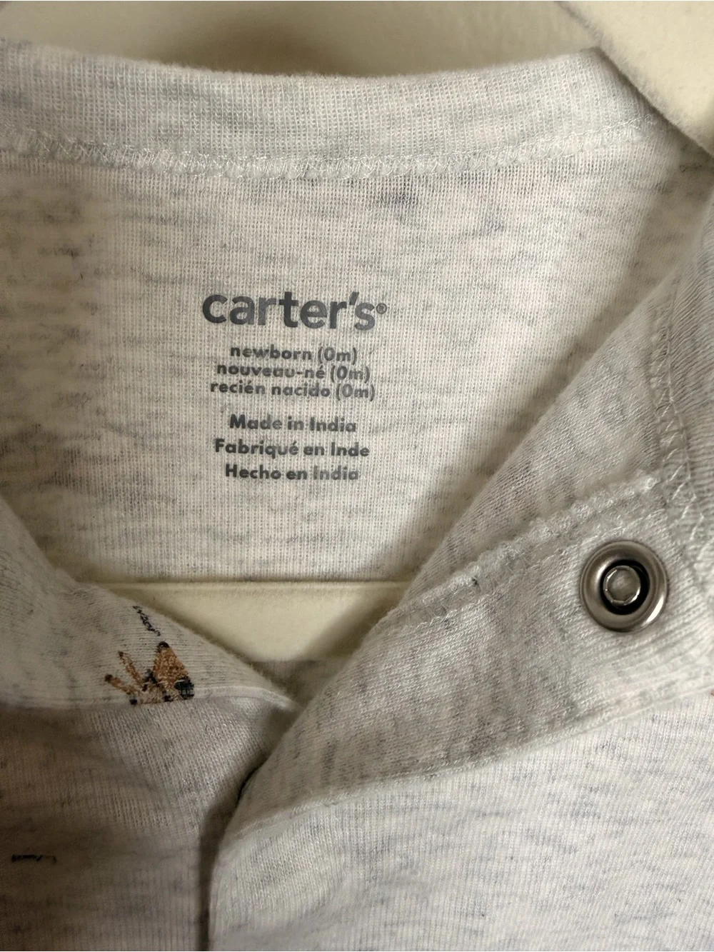🐶 Carter’s Newborn Puppy Dog Print Short Sleeve Romper Gray